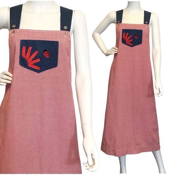 Bechamel 8 Gingham Long Maxi Dress Checkered Ladybug Jumper Teacher Summer Fall - Picture 11 of 11